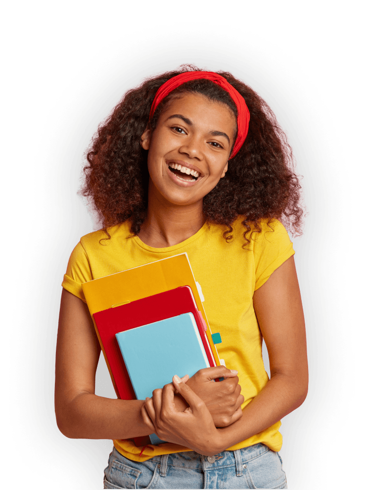 girl holding books